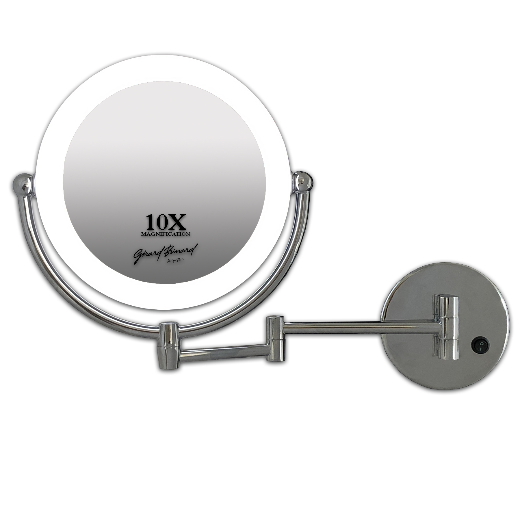Metalen wand knik badkamer LED Spiegel 10x vergroting 22cm doorsnee, inculsief 4x AA batterijen en stroomkabel(micro USB). - Eurocompact | van den Brink B.V.